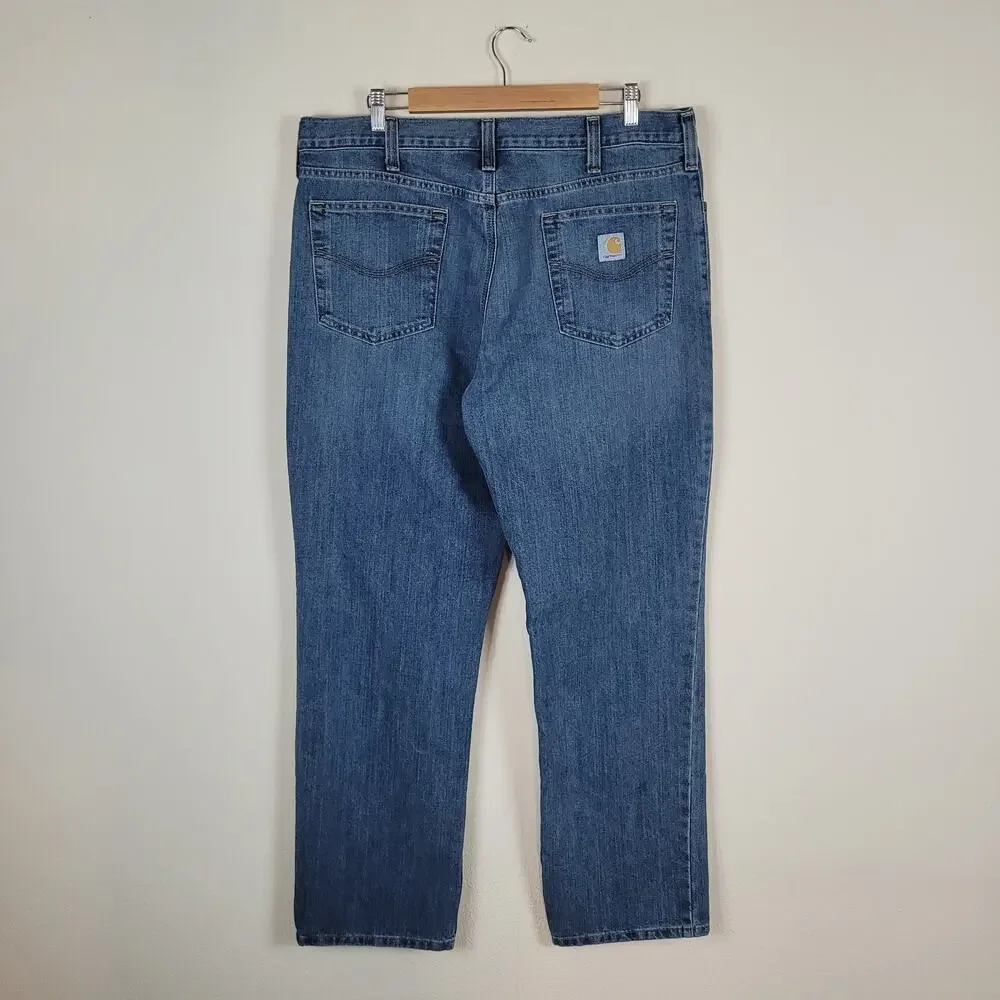 Carhartt Jeans Mens 38x32 Blue Denim Holter Relaxed Fit Straight Leg 101483 Work